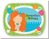 Mermaid Red Hair - Personalized Birthday Party Rounded Corner Stickers