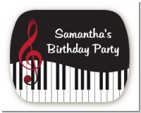 Musical Notes Black and White - Personalized Birthday Party Rounded Corner Stickers