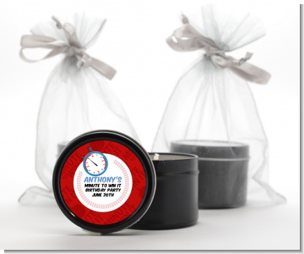 Minute To Win It Inspired - Birthday Party Black Candle Tin Favors