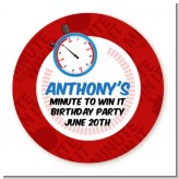 Minute To Win It Inspired - Round Personalized Birthday Party Sticker Labels