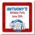 Minute To Win It Inspired - Square Personalized Birthday Party Sticker Labels thumbnail