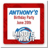 Minute To Win It Inspired - Square Personalized Birthday Party Sticker Labels
