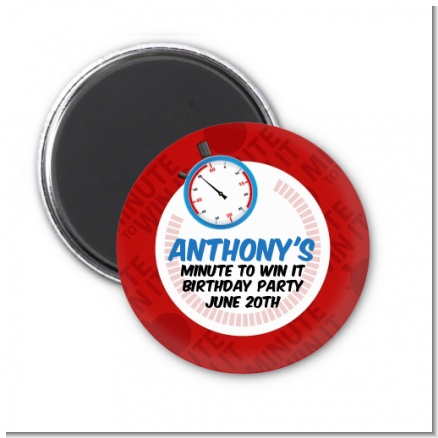 Minute To Win It Inspired - Personalized Birthday Party Magnet Favors