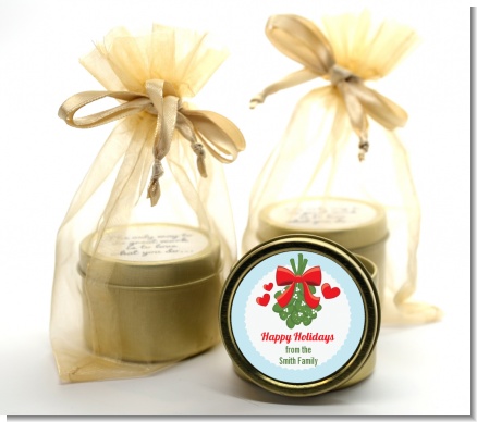 Mistletoe - Christmas Gold Tin Candle Favors
