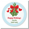 Mistletoe - Round Personalized Christmas Sticker Labels thumbnail