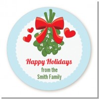 Mistletoe - Round Personalized Christmas Sticker Labels