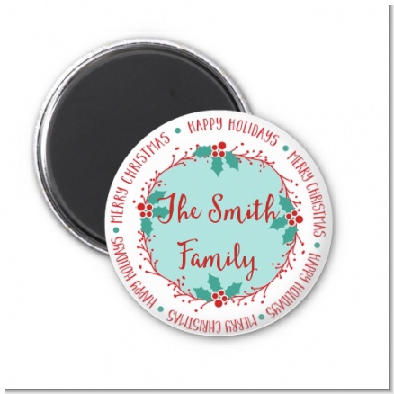 Mistletoe Wreath - Personalized Christmas Magnet Favors