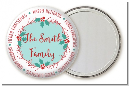 Mistletoe Wreath - Personalized Christmas Pocket Mirror Favors