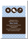 Modern Baby Boy Blue Polka Dots - Baby Shower Petite Invitations