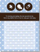 Modern Baby Boy Blue Polka Dots - Baby Shower Notes of Advice