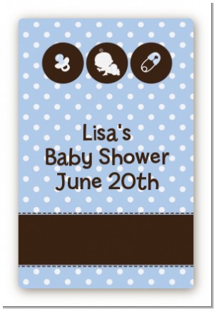 Modern Baby Boy Blue Polka Dots - Custom Large Rectangle Baby Shower Sticker/Labels