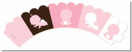 Modern Baby Girl Pink & Brown - Baby Shower Cupcake Wrappers