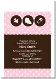 Modern Baby Girl Pink Polka Dots - Baby Shower Petite Invitations