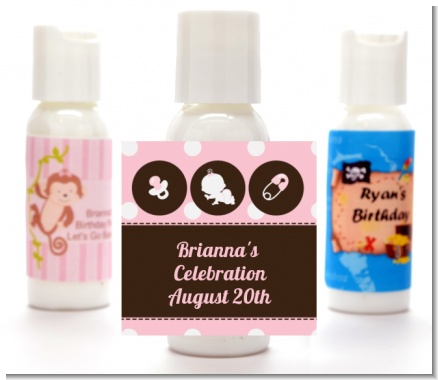 Modern Baby Girl Pink Polka Dots - Personalized Baby Shower Lotion Favors