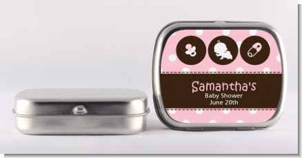Modern Baby Girl Pink Polka Dots - Personalized Baby Shower Mint Tins