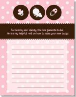 Modern Baby Girl Pink Polka Dots - Baby Shower Notes of Advice