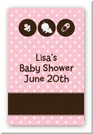 Modern Baby Girl Pink Polka Dots - Custom Large Rectangle Baby Shower Sticker/Labels