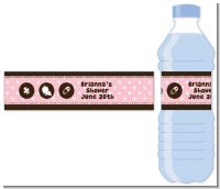 Modern Baby Girl Pink Polka Dots - Personalized Baby Shower Water Bottle Labels