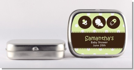 Modern Baby Green Polka Dots - Personalized Baby Shower Mint Tins