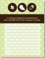 Modern Baby Green Polka Dots - Baby Shower Notes of Advice