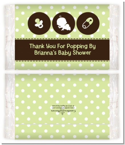 Modern Baby Green Polka Dots - Personalized Popcorn Wrapper Baby Shower Favors