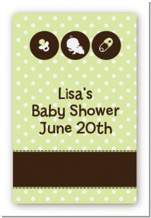 Modern Baby Green Polka Dots - Custom Large Rectangle Baby Shower Sticker/Labels