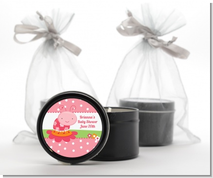 Modern Ladybug Pink - Birthday Party Black Candle Tin Favors