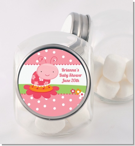 Modern Ladybug Pink - Personalized Birthday Party Candy Jar