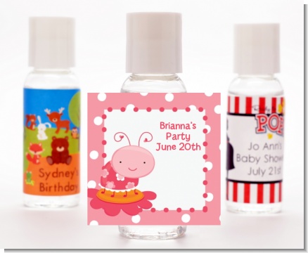 Modern Ladybug Pink - Personalized Birthday Party Hand Sanitizers Favors