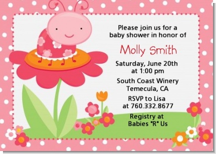 Modern Ladybug Pink - Birthday Party Invitations