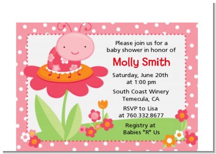 Modern Ladybug Pink - Birthday Party Petite Invitations