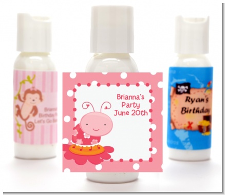 Modern Ladybug Pink - Personalized Birthday Party Lotion Favors