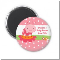 Modern Ladybug Pink - Personalized Birthday Party Magnet Favors