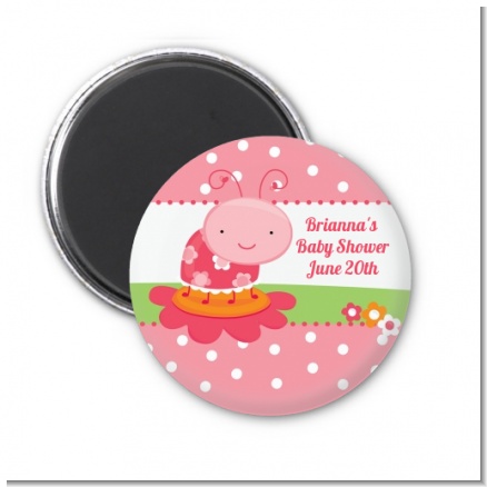 Modern Ladybug Pink - Personalized Birthday Party Magnet Favors