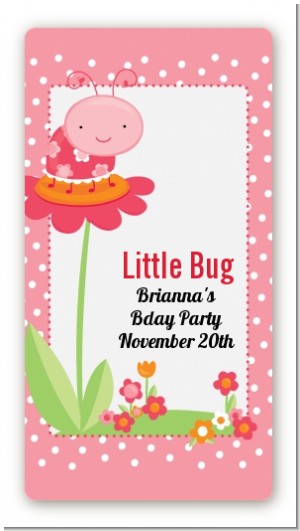 Modern Ladybug Pink - Custom Rectangle Birthday Party Sticker/Labels