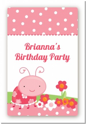 Modern Ladybug Pink - Custom Large Rectangle Baby Shower Sticker/Labels