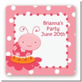 Modern Ladybug Pink - Square Personalized Birthday Party Sticker Labels