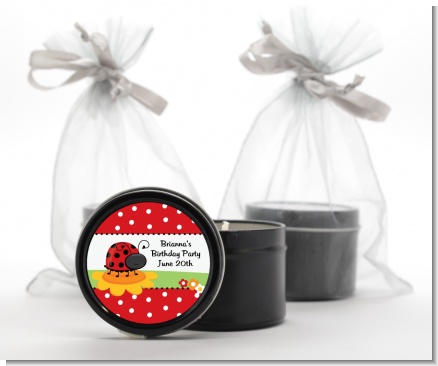 Modern Ladybug Red - Baby Shower Black Candle Tin Favors