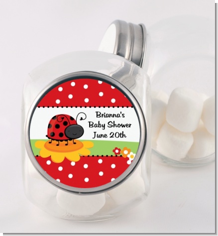 Modern Ladybug Red - Personalized Baby Shower Candy Jar