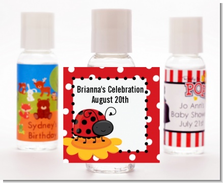 Modern Ladybug Red - Personalized Birthday Party Hand Sanitizers Favors