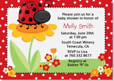 Modern Ladybug Red - Baby Shower Invitations