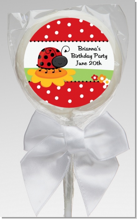 Modern Ladybug Red - Personalized Birthday Party Lollipop Favors