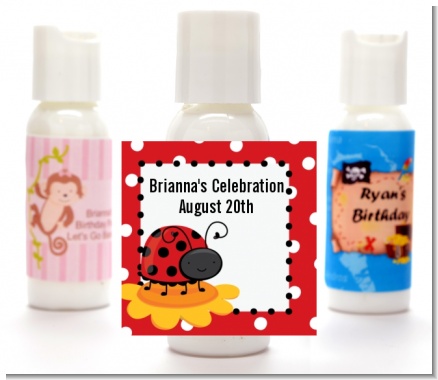 Modern Ladybug Red - Personalized Baby Shower Lotion Favors