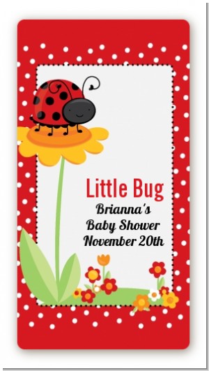 Modern Ladybug Red - Custom Rectangle Baby Shower Sticker/Labels