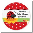 Modern Ladybug Red - Round Personalized Baby Shower Sticker Labels thumbnail