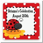 Modern Ladybug Red - Square Personalized Birthday Party Sticker Labels