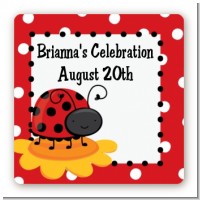 Modern Ladybug Red - Square Personalized Baby Shower Sticker Labels