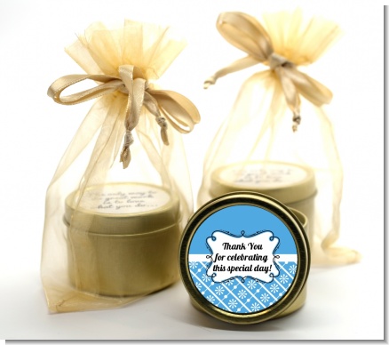 Modern Thatch Blue -  Gold Tin Candle Favors