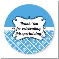 Modern Thatch Blue - Personalized Everyday Party Round Sticker Labels