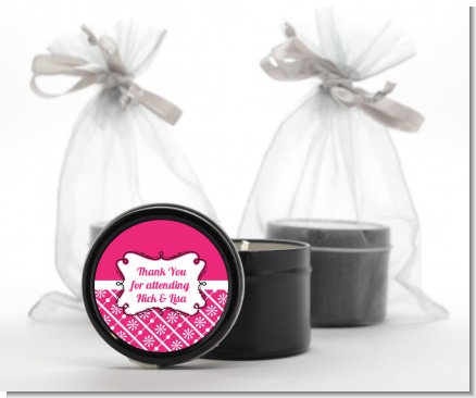 Modern Thatch Fuschia -  Black Candle Tin Favors